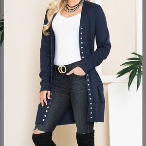 Navy blue snap button cardigan